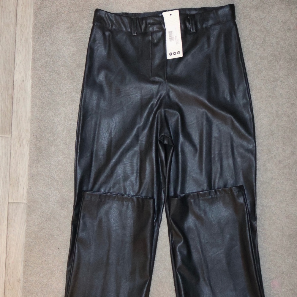 Boohoo Black Faux Leather Pants Sz 6